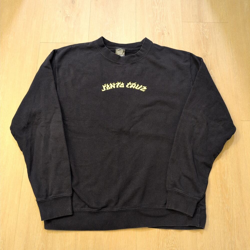 Santa Cruz Men's Medium Sweatshirt Spellout Skateboard Skater California Black